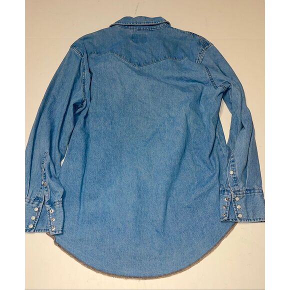 Wrangler Shirt Mens Large Blue Denim Western Pearl Snap Long Sleeve Cowboy Rodeo - Picture 7 of 7